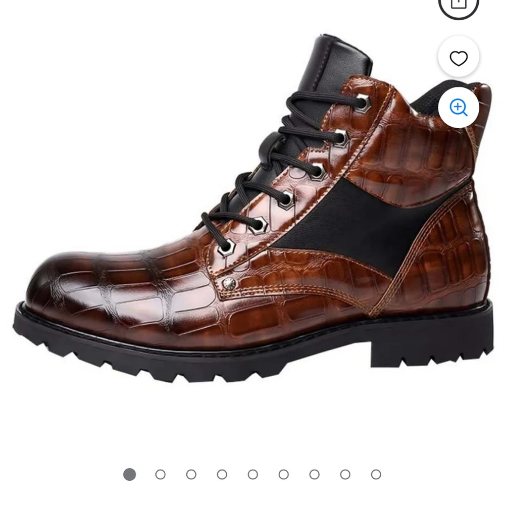 Men's Brown Retro Crocodile Leather Boots